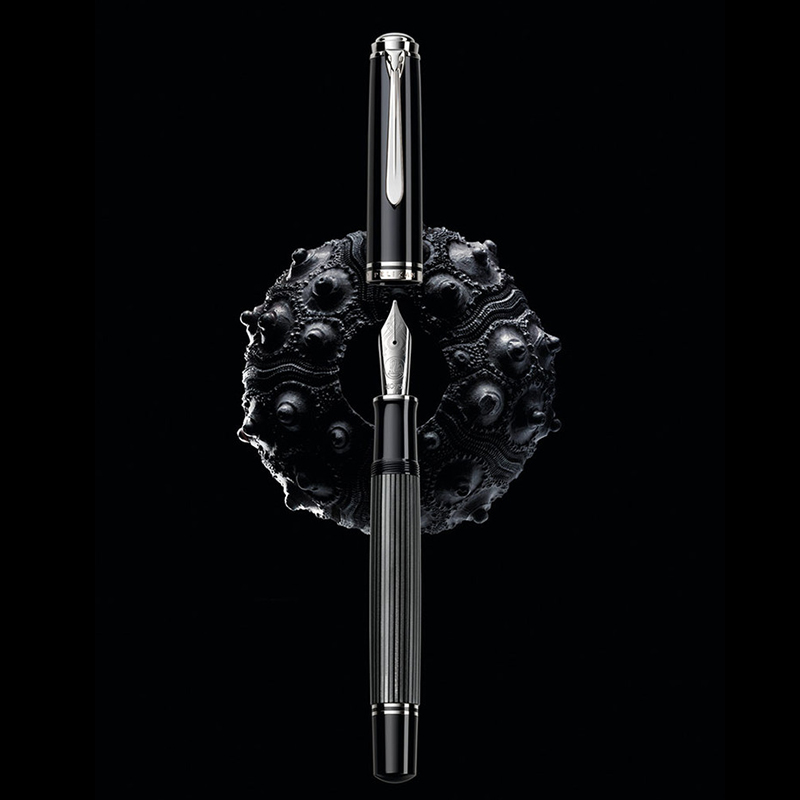 Pelikan百利金旗舰店正品德国钢笔帝王M1005施德莱斯曼Stressmann煤灰色18K金镀铑金笔尖活塞上墨商务送礼
