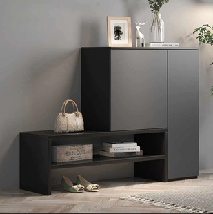 鞋柜家用门口楼道外室内实木鞋柜鞋架换鞋凳可坐人玄关柜鞋柜一体