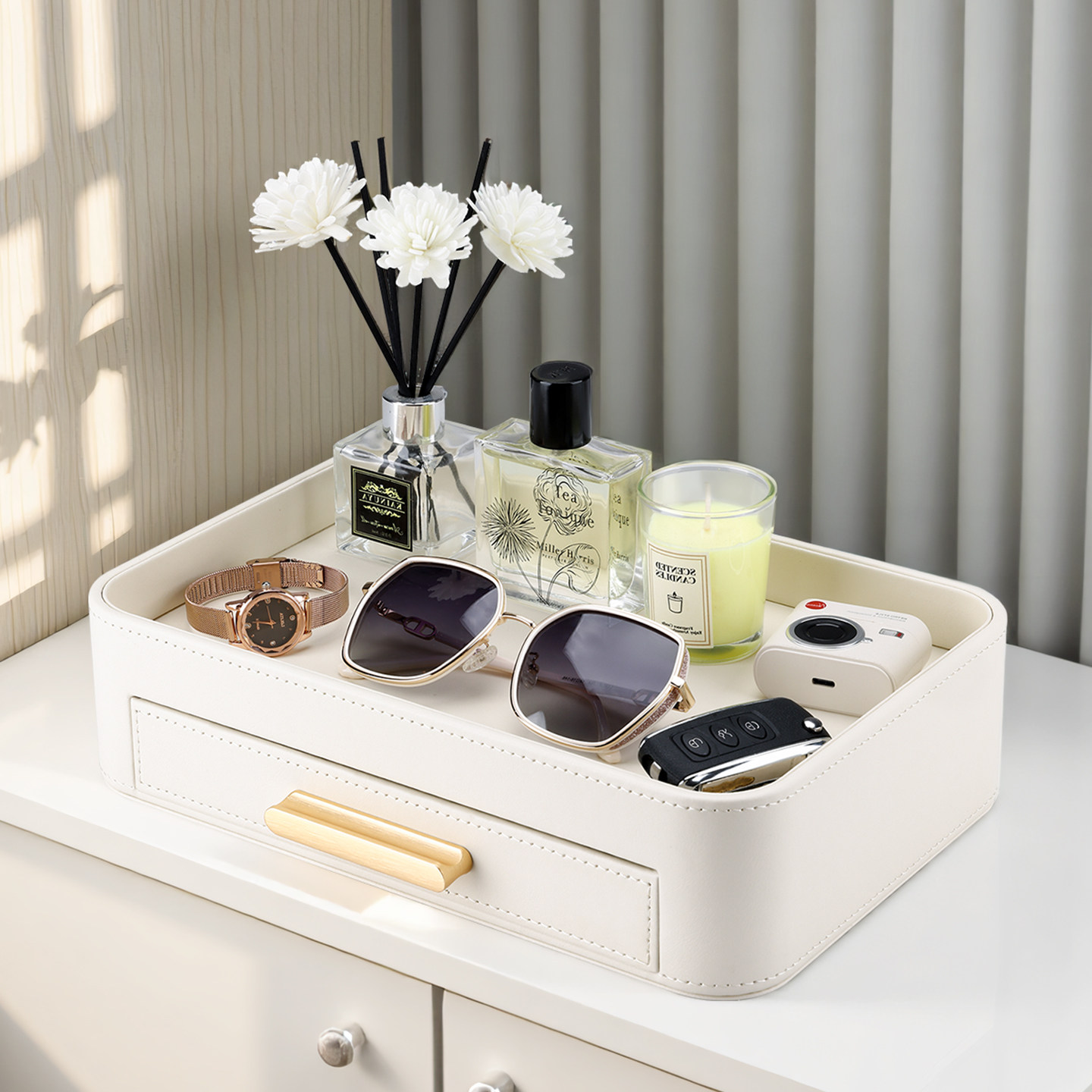 玄关桌面收纳盒高级感首饰钥匙收纳摆件轻奢客厅酒店柜台置物托盘,收纳整理,桌面收纳盒,淘宝优惠券,粉丝福利购,淘宝优惠卷