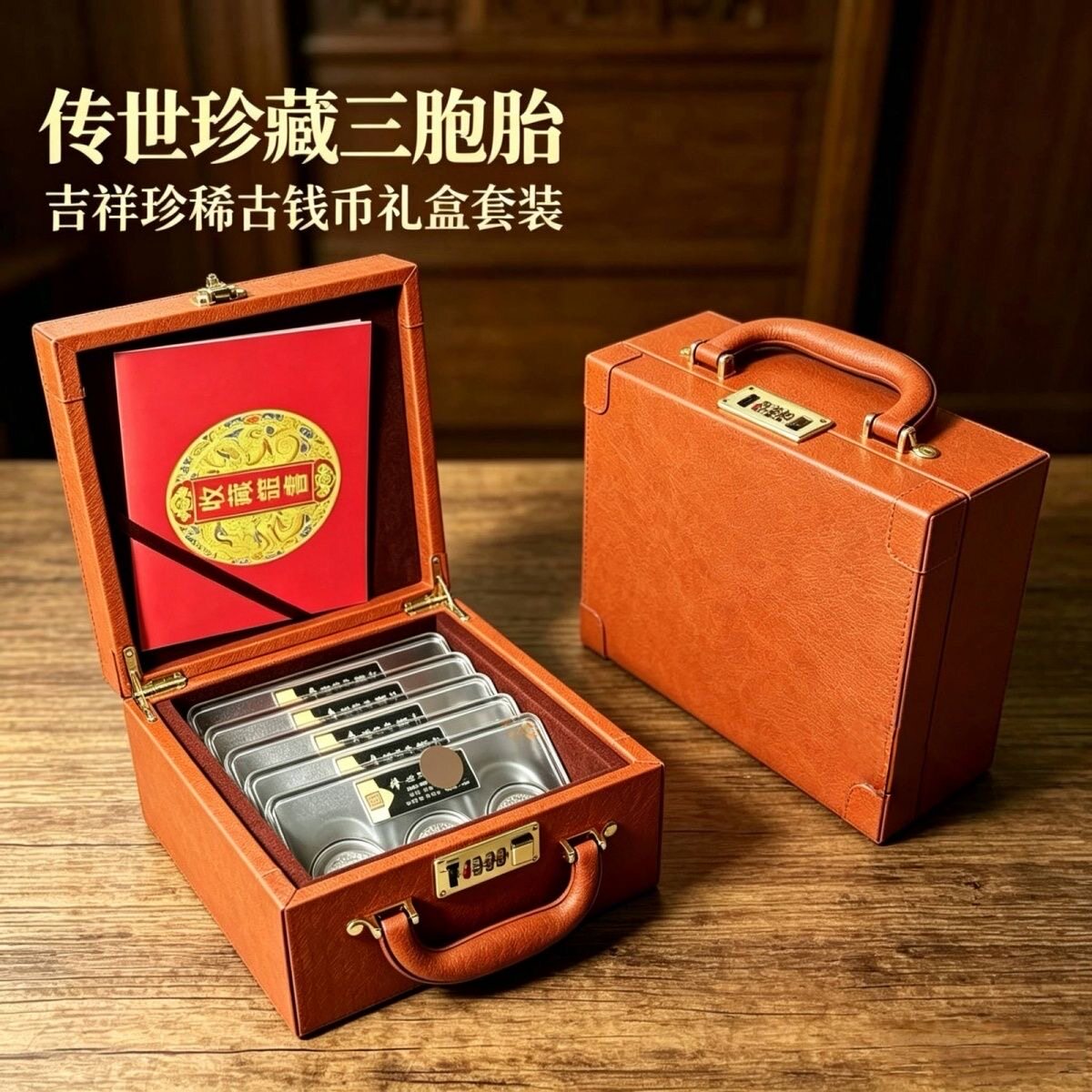 权威认证宋代珍稀三胞胎老古钱币传世珍藏封装真品 传家高档礼盒