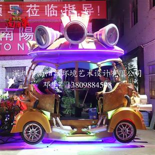 饰设计 户外彩车巡游花车庆典巡游发光彩车玻璃钢电动彩车装