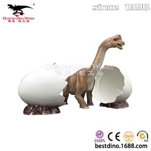 仿真腕龙破壳而出场景组图大型游乐园景区美陈引流产品源头厂家