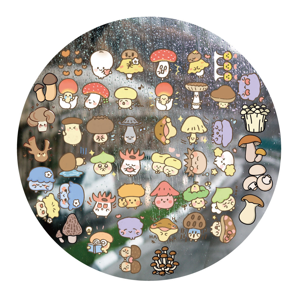 日系蘑菇君菌类UV转印贴动漫电动牙刷防水晶标签手机壳头装饰贴纸