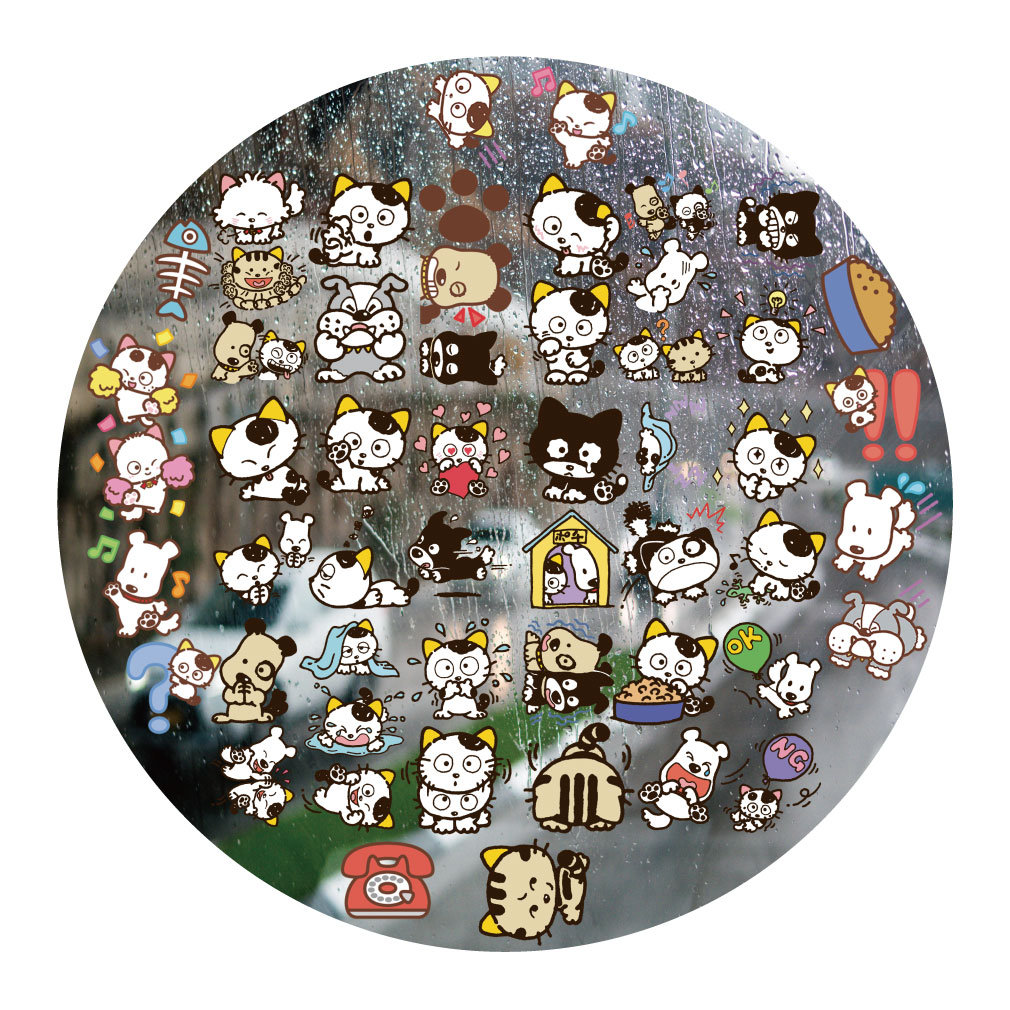 猫狗宠物街UV转印贴动漫电动牙刷防水晶标签手机壳头盔装饰贴纸