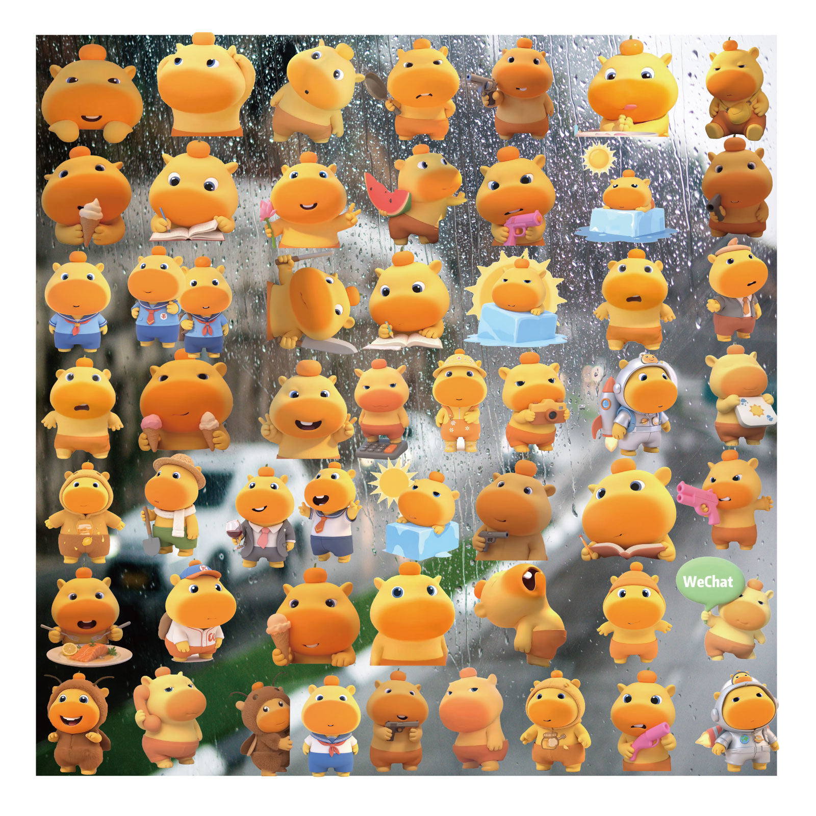 水豚噜噜UV转印贴卡通动漫防水套图水晶标签手机壳头盔装饰贴纸