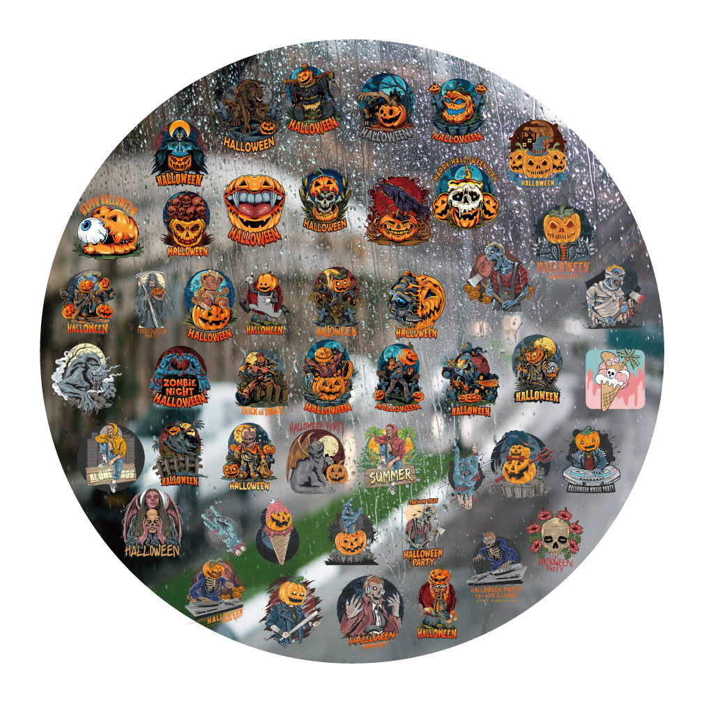 恐怖南瓜骷髅鬼怪UV转印贴电动牙刷防水水晶标签手机壳头装饰贴纸