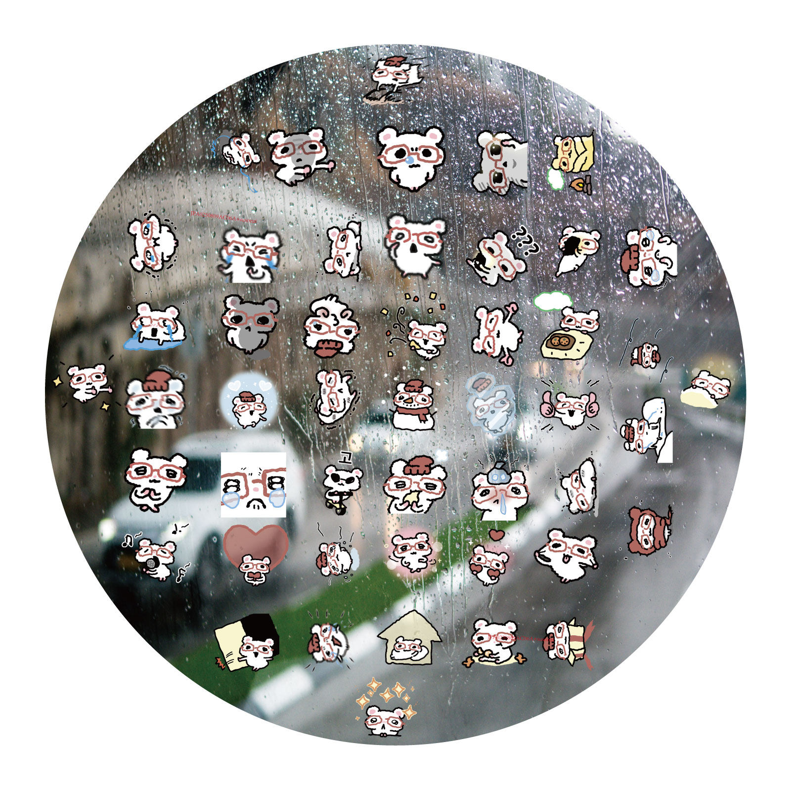 红眼镜小老鼠UV转印贴可爱卡通动漫防水套图水晶标签头盔装饰贴纸