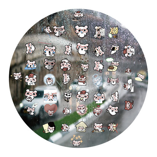 红眼镜小老鼠UV转印贴可爱卡通动漫防水套图水晶标签头盔装饰贴纸