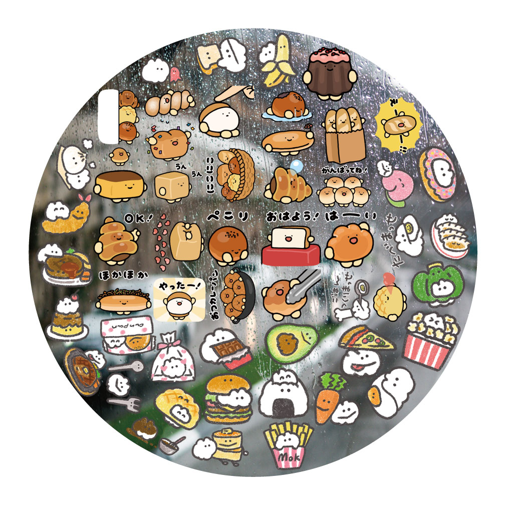 手绘食物兔子UV转印贴动漫电动牙刷防水水晶标签手机壳头装饰贴纸