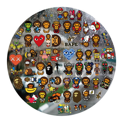 bape猿人头UV转印贴动漫电动牙刷防水晶标签手机壳头盔装饰贴纸