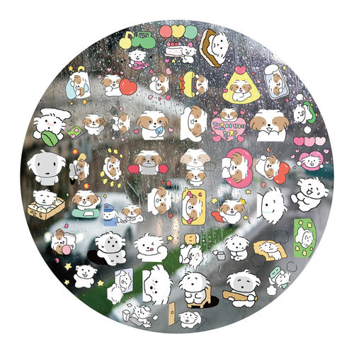 卡通西施犬UV转印贴动漫电动牙刷防水晶标签手机壳头盔装饰贴纸