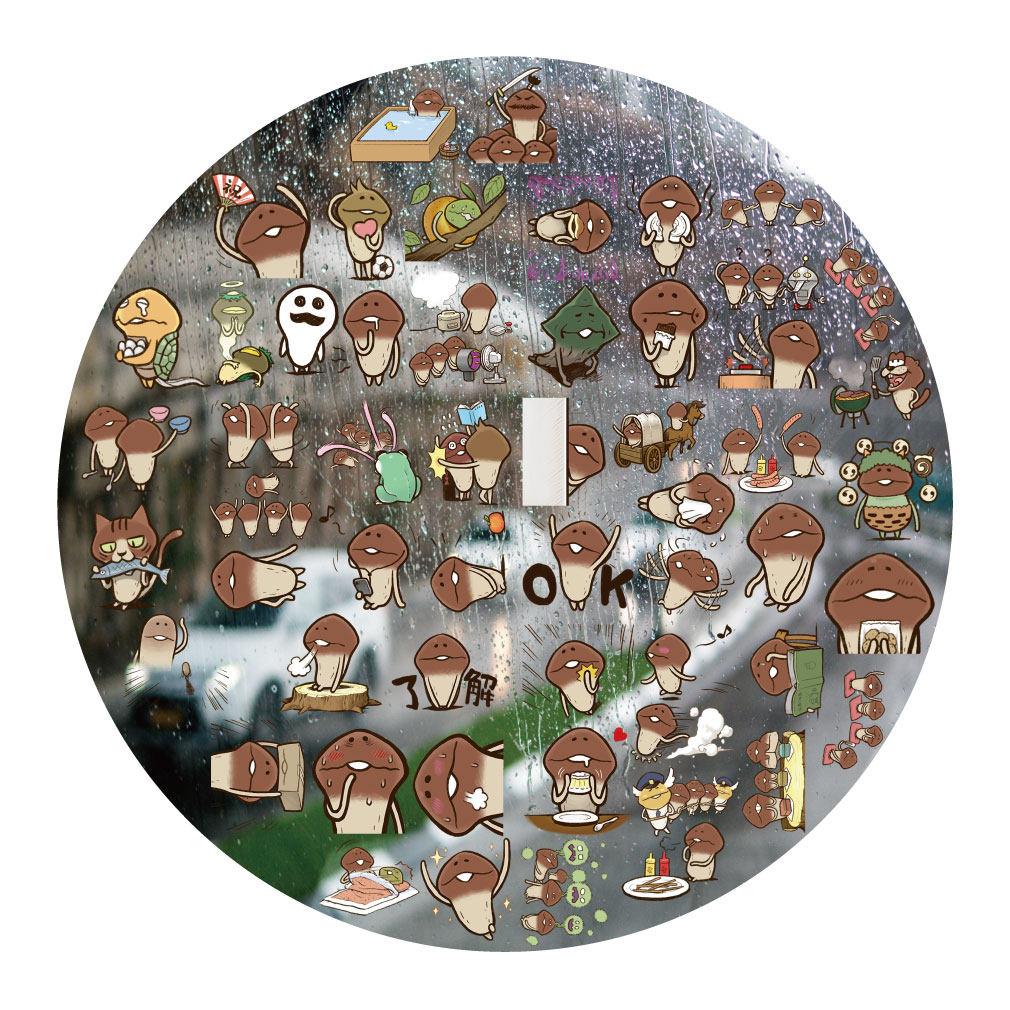 蘑菇人方吉UV转印贴动漫电动牙刷防水晶标签手机壳头盔装饰贴纸