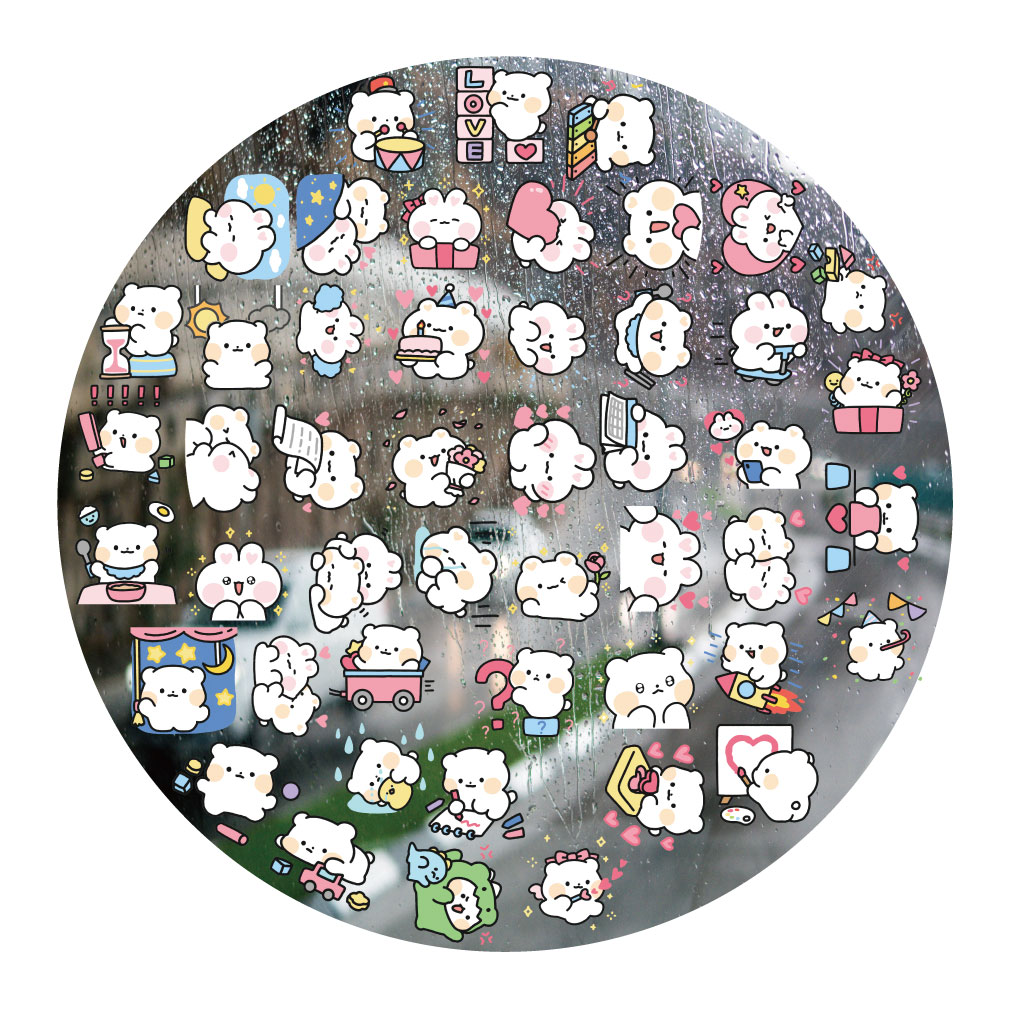 卡通小熊兔兔UV转印贴动漫电动牙刷防水水晶标签手机壳头装饰贴纸