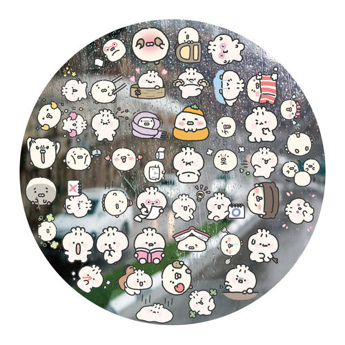 卡通包子饺子UV转印贴动漫电动牙刷防水晶标签手机壳头盔装饰贴纸