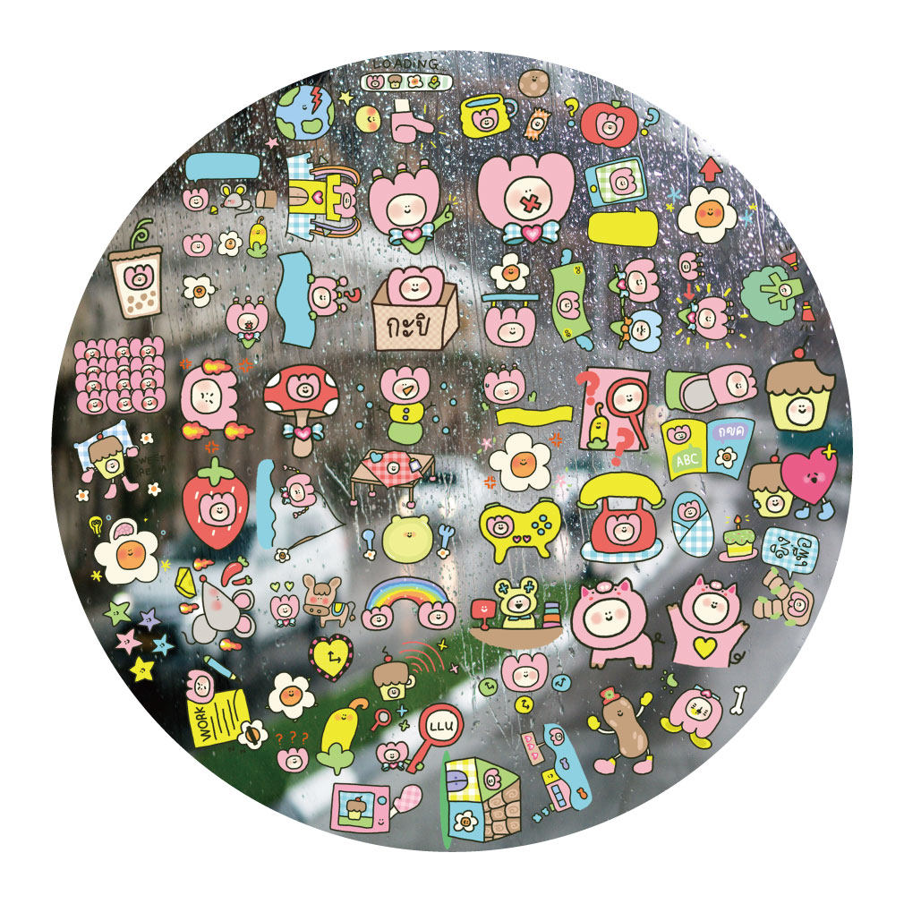 糖果花朵小人UV转印贴动漫电动牙刷防水晶标签手机壳头盔装饰贴纸