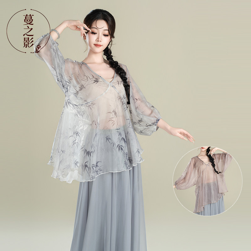 蔓之影舞蹈服古典舞国风印花上衣图片