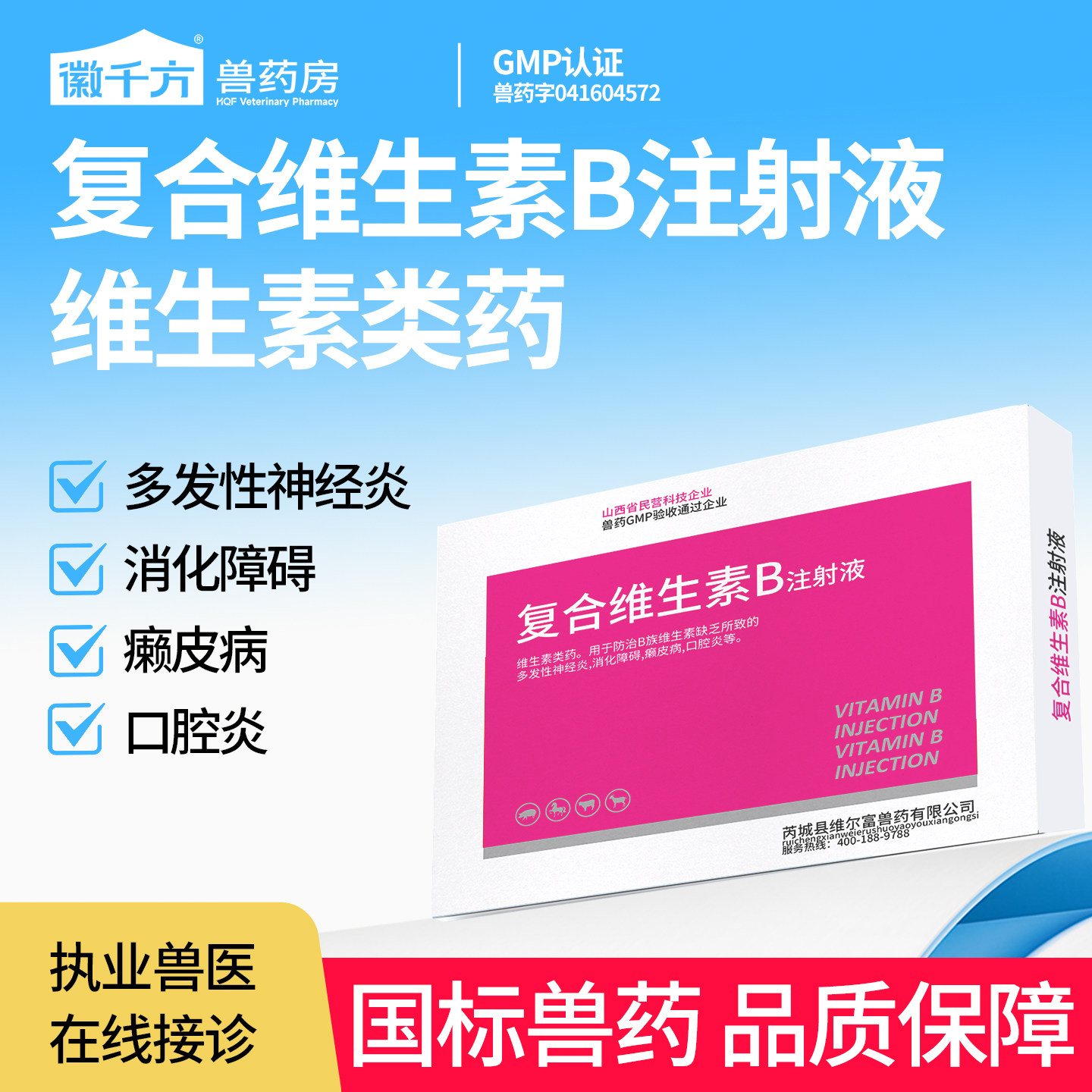 复合维生素B注射液兽用猪牛羊宠物猫狗消化障碍口腔炎癞皮病兽药