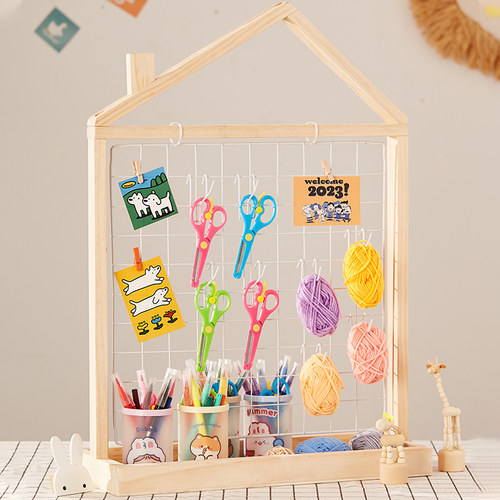 网格展示架幼儿园环创儿童diy美术环创木质画框美工作品照片木架