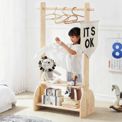 实木衣帽架收纳衣服多