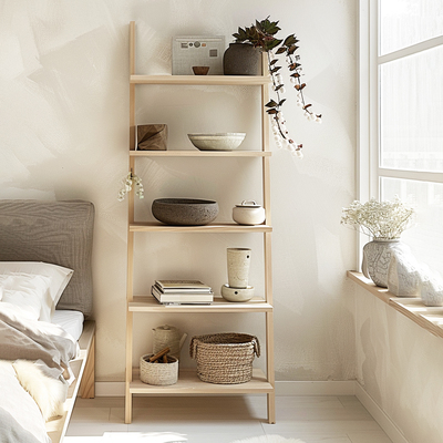 北欧ins客厅实木梯形置物架靠墙室内小型储物书架落地阶梯式花架