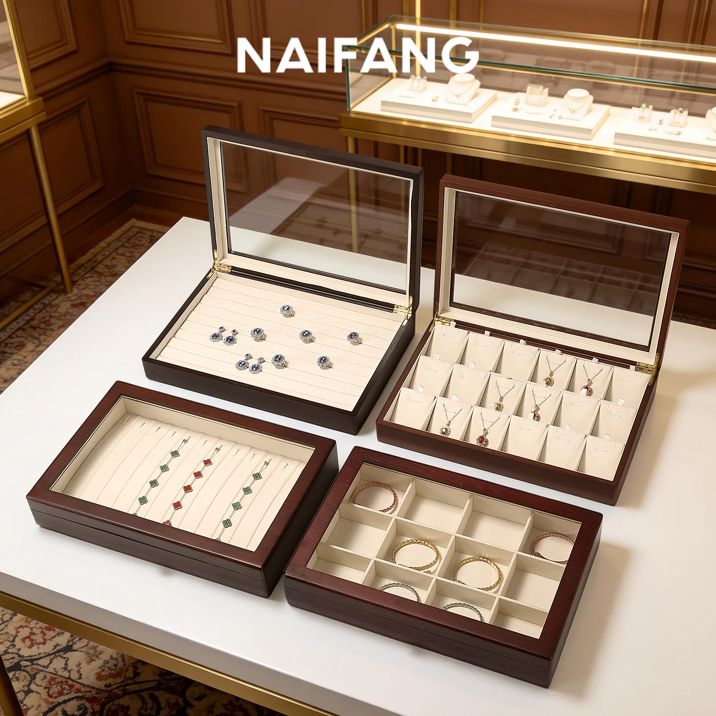 珠宝首饰收纳展示盘带盖