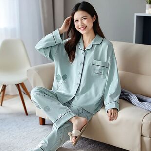 揭阳睡衣女款2025新款春秋高级感全棉夏天性感薄款纯棉家居服套装