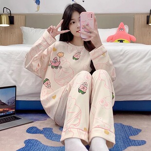 揭阳睡衣女款2025新款春秋高级感纯棉夏天全棉长袖可外穿学生卡通