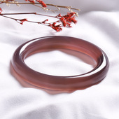 天然冰种紫玉髓手镯女圆条玛瑙帝王紫玉镯扁条正镯高冰马料旺夫镯