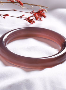 天然冰种紫玉髓手镯女圆条玛瑙帝王紫玉镯扁条正镯高冰马料旺夫镯