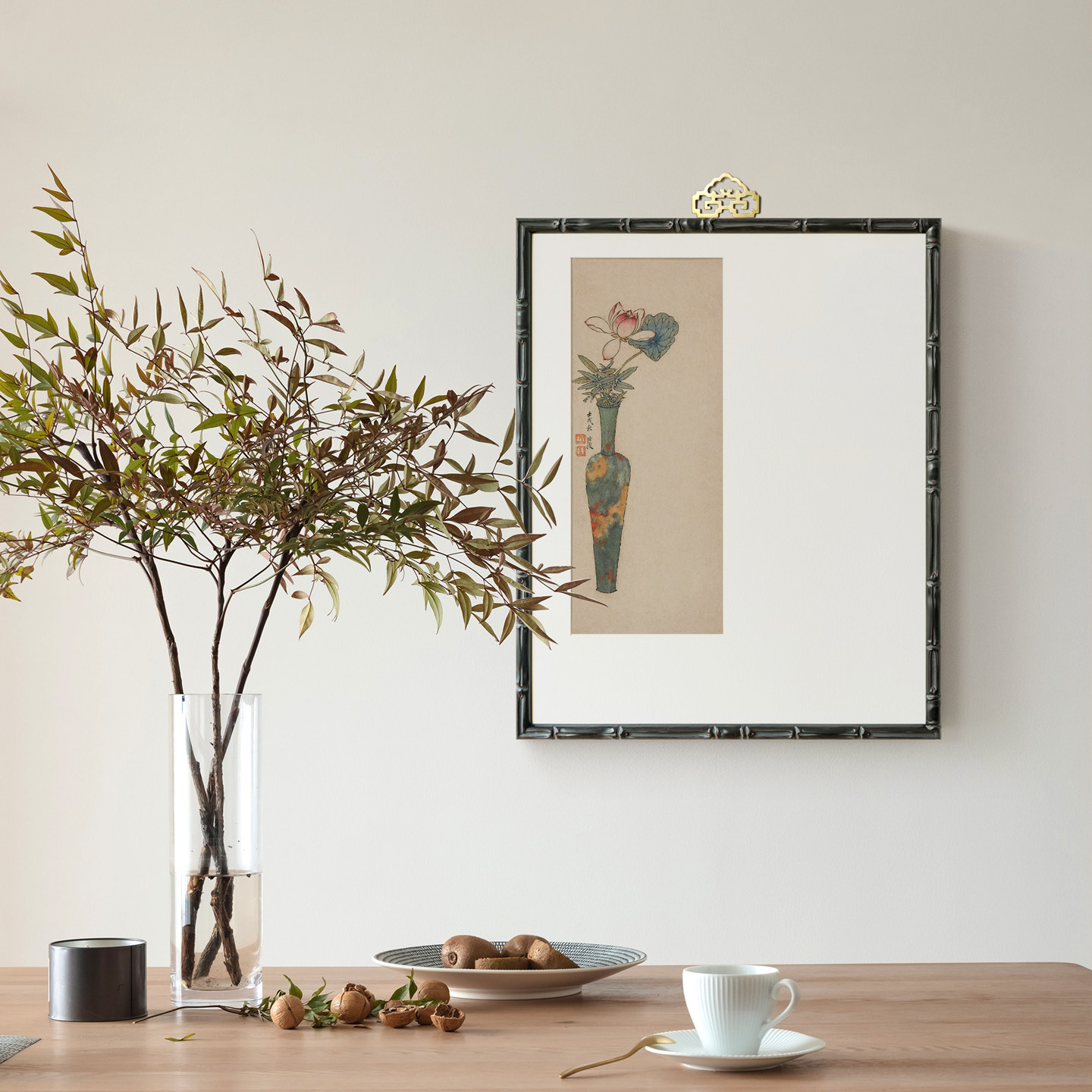 陈洪绶 山水客厅沙发背景墙挂画茶室古画禅意书房卧室花鸟装饰画