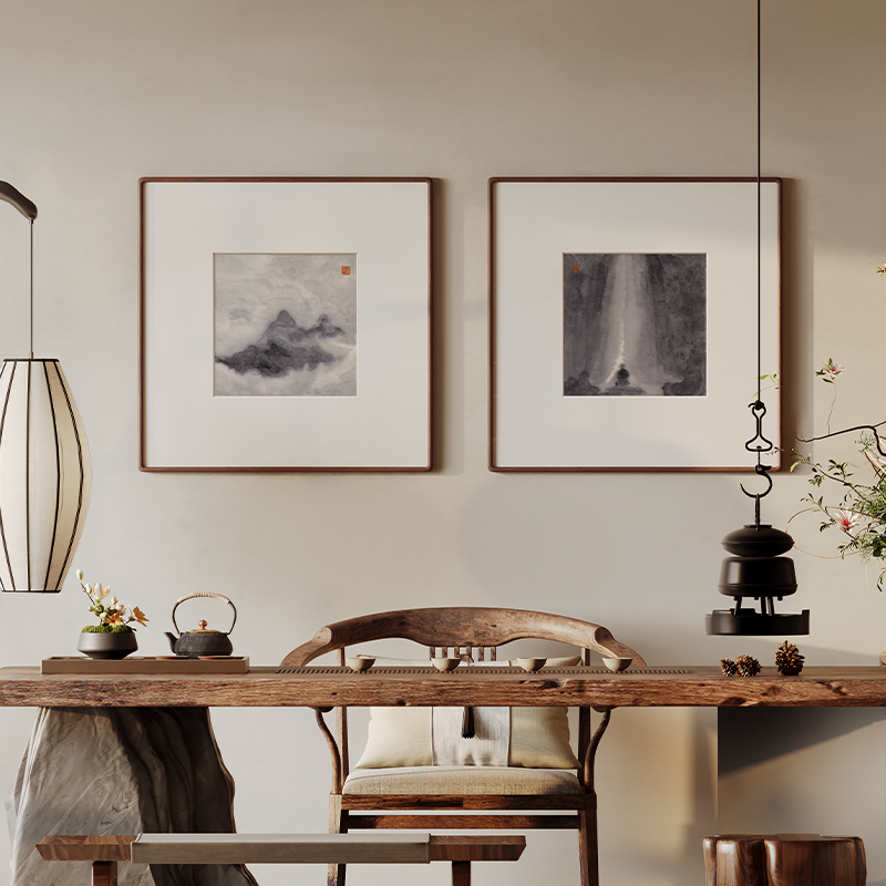 廖东才禅意侘寂风茶室装饰画