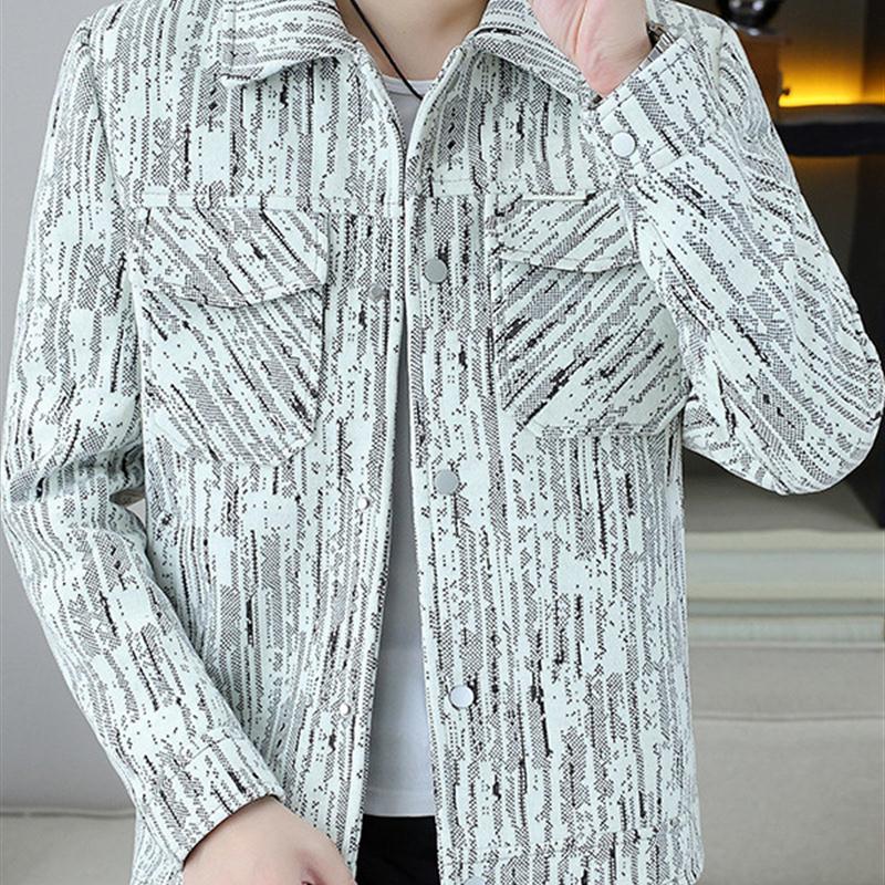 2025新款秋冬翻领男士夹克时尚轻奢青年帅气潮牌外套长袖防风衣服