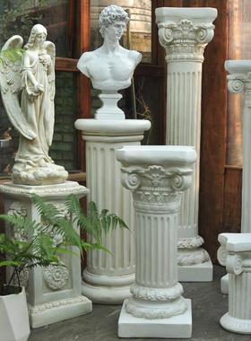 欧式复古花盆罗马柱摆件底座花架雕塑仿古庭院柱子法式仿石膏花园