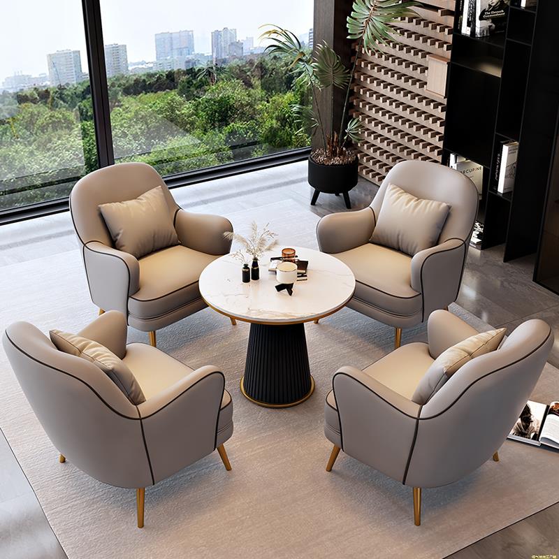 售楼处部洽谈桌椅组合轻奢现代商务休息区沙发休闲接待会客小圆桌