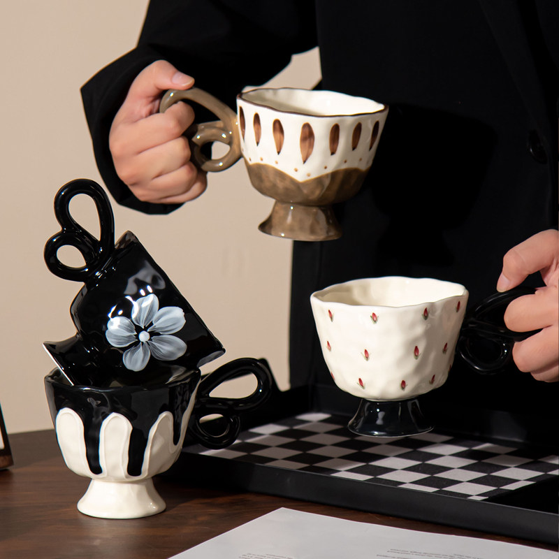 纪恋中古高脚咖啡杯家用超好看的杯子马克杯结婚生日礼物送女生,餐饮具,马克杯,淘宝优惠券,粉丝福利购,淘宝优惠卷