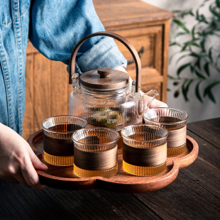 纪恋煮茶壶玻璃烧茶煮器家用蒸茶耐高温加厚烧水提梁壶电陶炉茶具