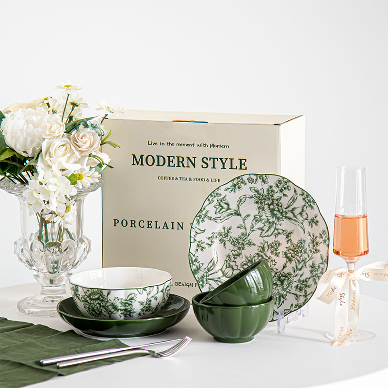 复古餐具陶瓷碗盘组合套装