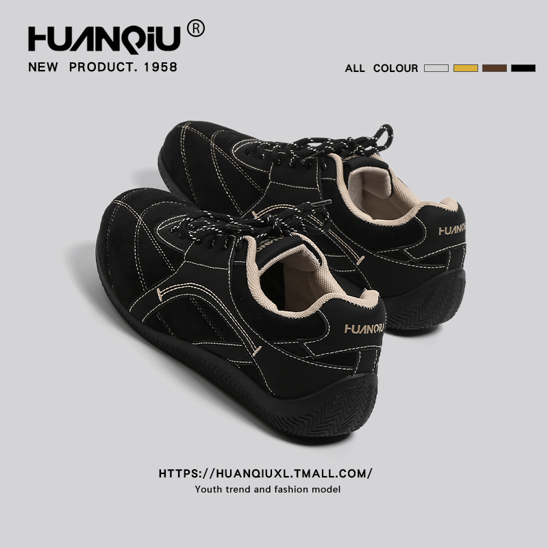 环球官方旗舰店复古黑色德训鞋男