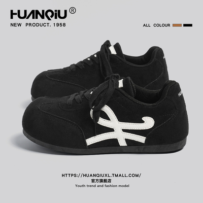 环球官方旗舰店黑色复古德训鞋女