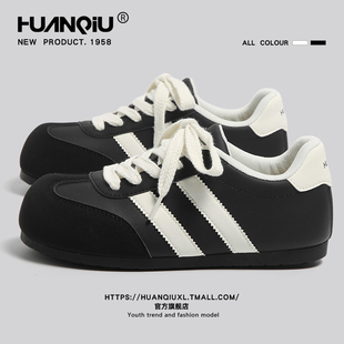 女款 厚底通勤女鞋 2025冬季 大头泡芙休闲鞋 新款 环球黑色丑萌德训鞋