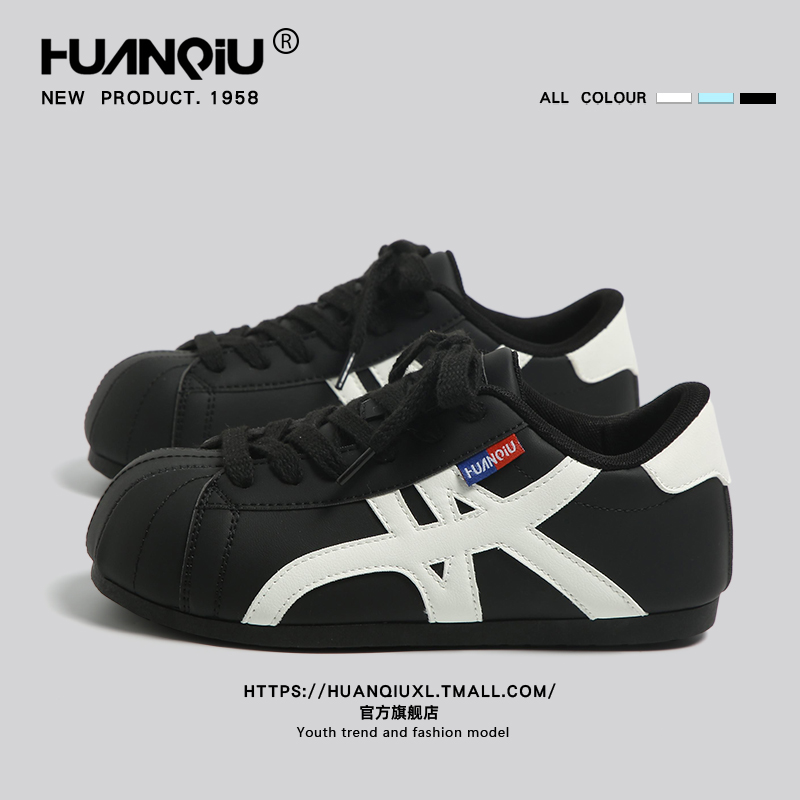 环球官方旗舰店黑色厚底德训鞋女