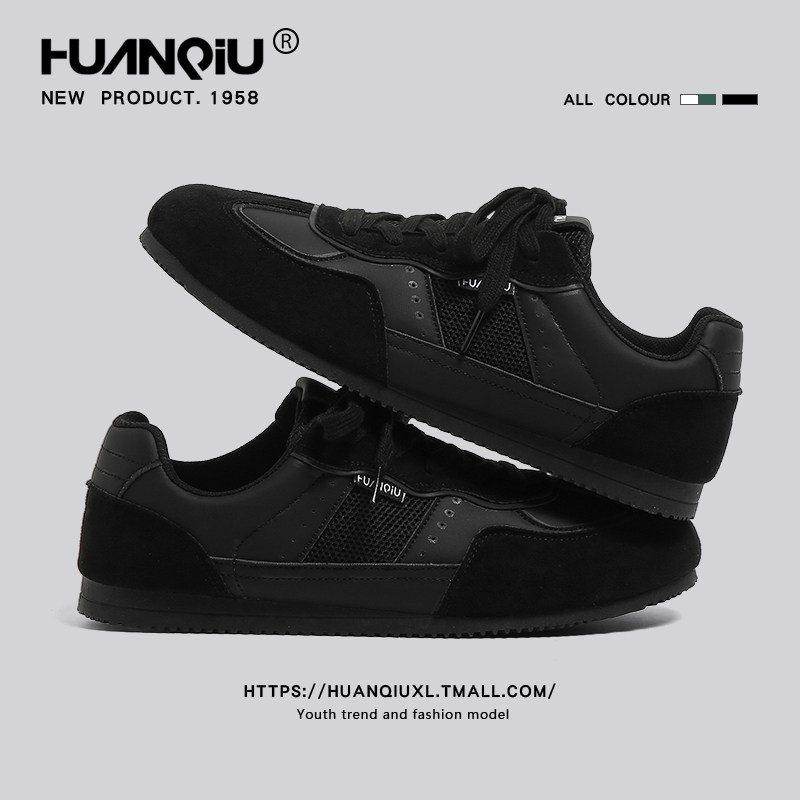 环球官方旗舰店黑色阿甘德训鞋男