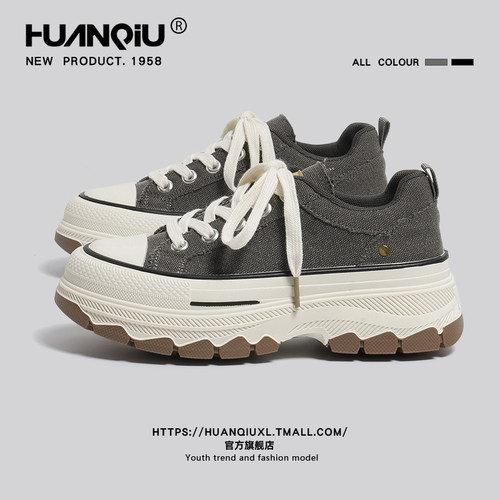 环球官方旗舰店厚底帆布鞋子女款