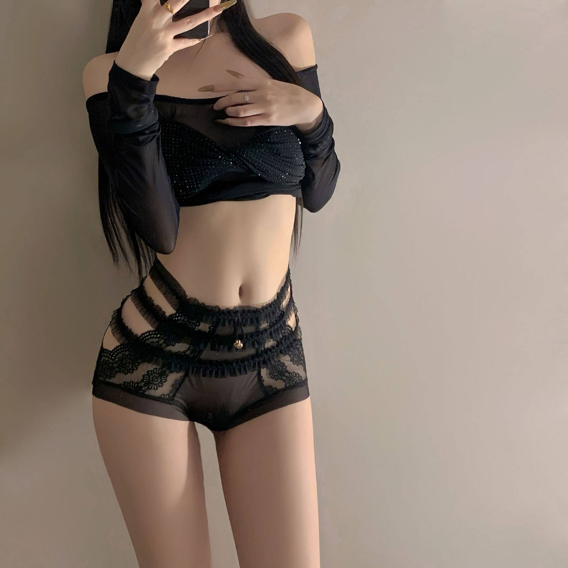 性感蕾丝铃铛内裤女高腰透气