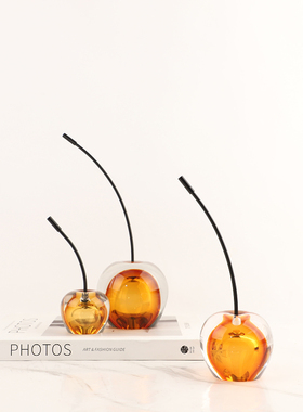 高级感琉璃小樱桃水果装饰摆件
