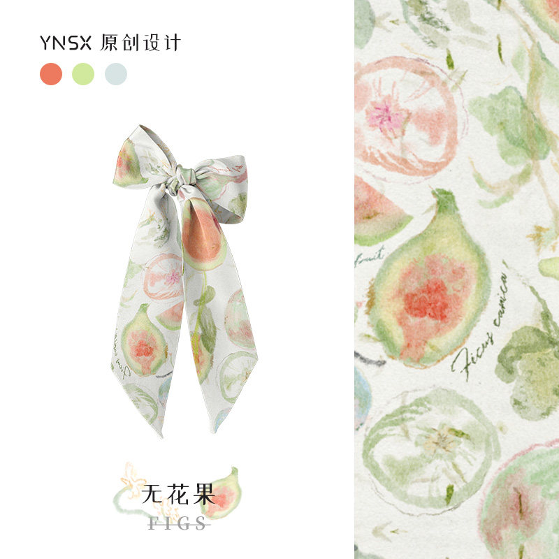 印你所想原创无花果长条丝巾设计感小众系脖高级感颈饰绑包绑发图片