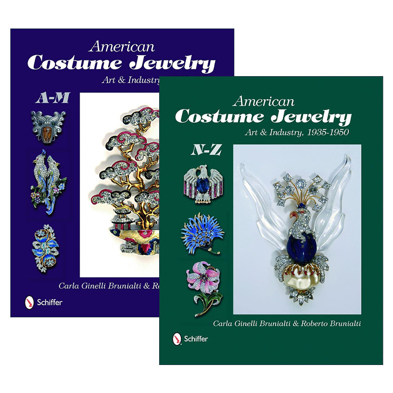 英文原版 American Costume Jewelry 美国服装配饰珠宝图册 2册 复古中古首饰 精装收藏集 Roberto Brunalti 英文版 进口原版书籍