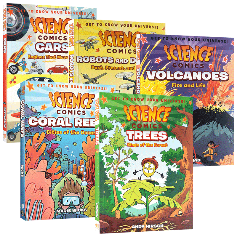 科学漫画系列5册 英文原版 Science Comics Robots and Drones Coral Reefs 英文版儿童探索认知STEM书籍 自然科普进口英语书