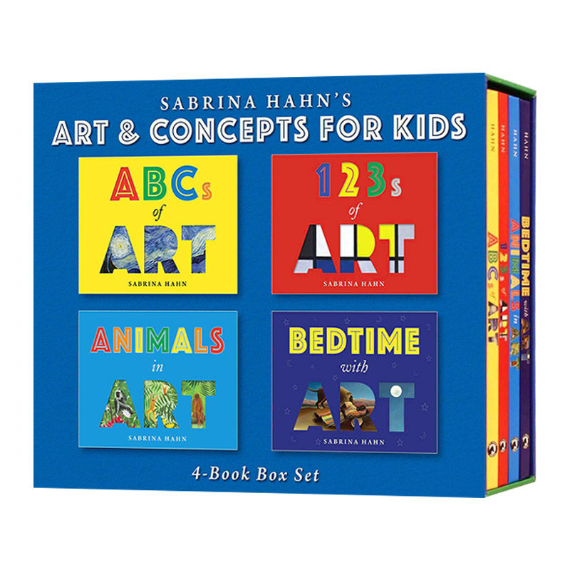 英文原版绘本 Sabrina Hahn's Art & Concepts for Kids 4-Book Box Set 儿童艺术启蒙读物 套装4册含数字 字母 睡前 动物 纸板书