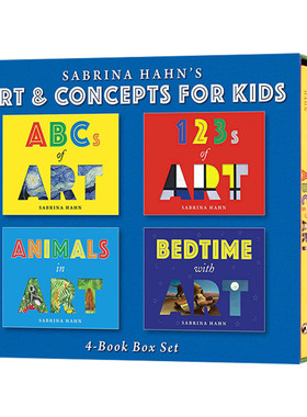 英文原版绘本 Sabrina Hahn's Art & Concepts for Kids 4-Book Box Set 儿童艺术启蒙读物 套装4册含数字 字母 睡前 动物 纸板书